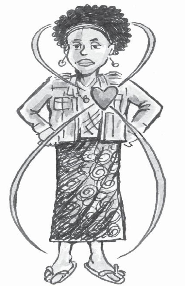 Barefoot Guide to Organisations illustration standing woman encircled by a heart