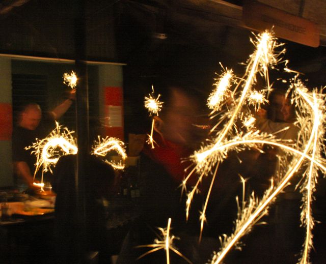 sparks on a dark night